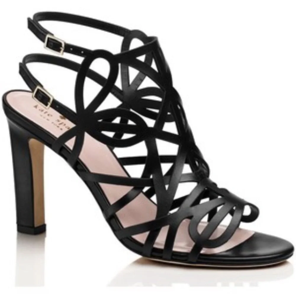 kate spade Black Strappy Cutout High Heel Sandals